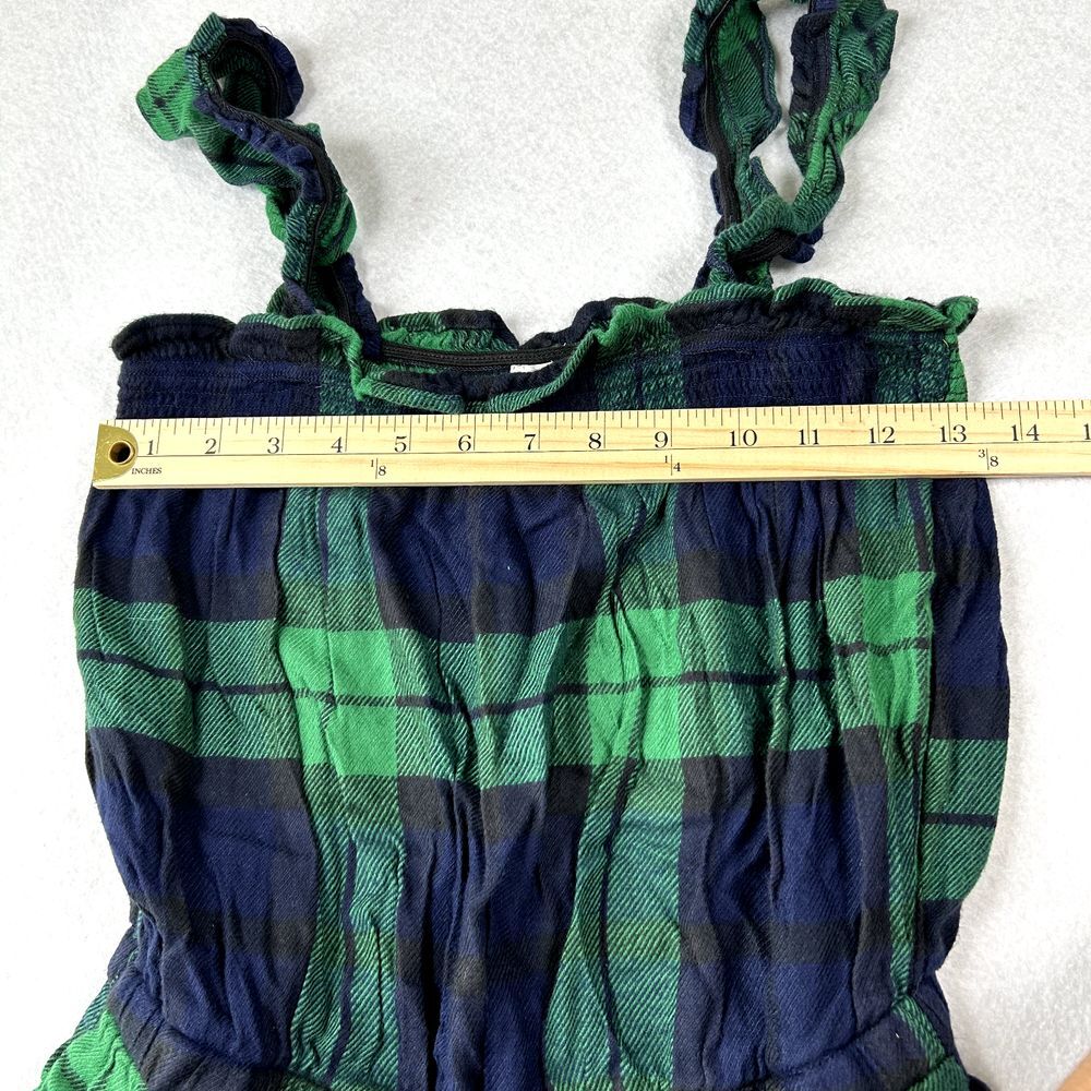 Aerie Pajama Sleepwear Romper Womens Small Green & Blue Plaid‎ with Pockets NWT - Picture 7 of 10